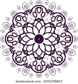 Beautiful circle pattern mandala art isolated on a white background, Indian style mandala art for festival decoration, decoration elements for meditation poster, henna, tattoo art