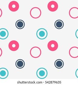 Beautiful circle seamless pattern. Babies fashion. Cute pattern with blue and pink circles. Vector illustration, eps 10.