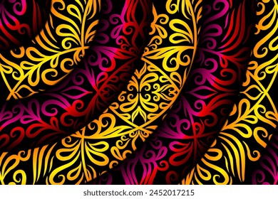 Hermoso círculo circular colorido batik étnico dayak ornamento línea de arte patrón de fondo 