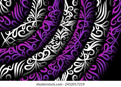 Hermoso círculo circular colorido batik étnico dayak ornamento línea de arte patrón de fondo 
