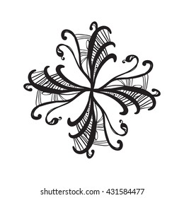 Beautiful circular floral element isolated on a white background. Beautiful graphic element for your design. 