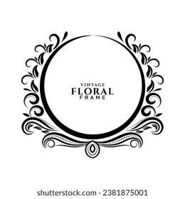 Beautiful circular floral frame design	