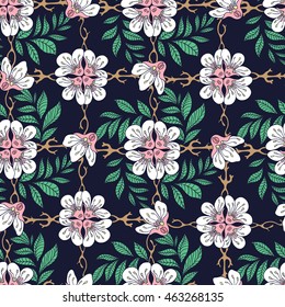 Beautiful circular floral ornament seamless pattern.