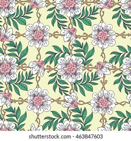 Beautiful circular floral seamless pattern. Ornamental vector illustration.