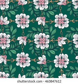 Beautiful circular floral seamless pattern. Ornamental vector illustration.