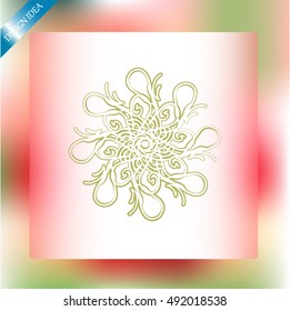  Beautiful circular logo for boutique, flower shop, business, interior. Company mark, emblem, element. Simple geometric mandala logotype. Kaleidoscope big bud. Surround abstract blossom.