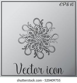  Beautiful circular logo for boutique, flower shop, business, interior. Company mark, emblem, element. Simple geometric mandala logotype. Kaleidoscope big bud. Surround abstract blossom.