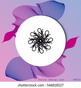  Beautiful circular logo for boutique, flower shop, business, interior. Company mark, emblem, element. Simple geometric mandala logotype. Kaleidoscope big bud. Surround abstract blossom.