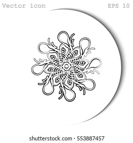 Beautiful circular logo for boutique, flower shop, business, interior. Company mark, emblem, element. Simple geometric mandala logotype. Kaleidoscope big bud. 