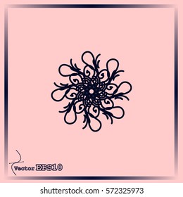  Beautiful circular logo for boutique, flower shop, business, interior. Company mark, emblem, element. Simple geometric mandala logotype. Kaleidoscope big bud. Surround abstract blossom.