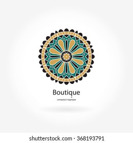 Beautiful circular logo. Simple geometric logo. Company logo, mark, emblem, element. Simple geometric logo. Mandala logo. Icons, business, invitations. Vintage decorative elements. Retro Logo.