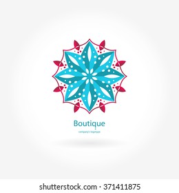 Beautiful circular logo. Simple geometric logo. Company logo, mark, emblem, element. Mandala logo. Icons, business, invitations. Vintage decorative elements. Abstract logotype. Flower. Kaleidoscope.