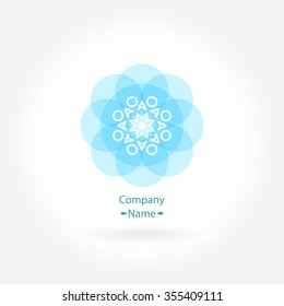 Beautiful circular logos. Gentle blue logo. Company logo, emblem, element. Simple geometric logo. Mandala logo. Icons, business, invitations. Overprinting. Islam, Arabic, Indian, ottoman. Oriental.