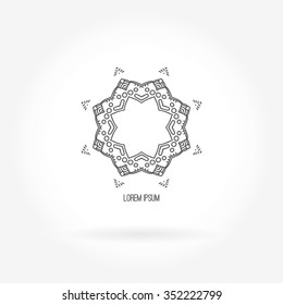 Beautiful circular logos. Logo for boutique, interior. Company logo, mark, emblem, element. Simple geometric logo. Mandala logo. Icons, business, invitations. Vintage. Linear logotype. Grey logo.