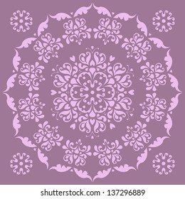 Beautiful circular pattern - irises. Vector illustration.