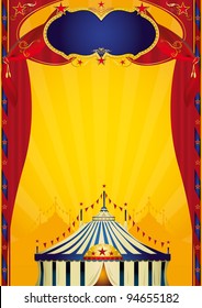 Beautiful circus poster. A circus poster with a large board, a big top and curtains for your new performance !