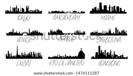 Beautiful cities made in vector in black and white.