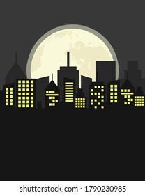 A beautiful city at night landscape illustration vector design.