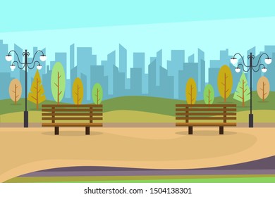 Beautiful city park design vector with modern design concept for banner, web landing page, wallpaper, background, book illustration. Trendy flat illustration