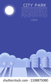 Beautiful City Park vertical Nature landscape Natural landscape flat modern linear style. a beautiful park. Environmentally friendly natural landscape,Vector texture style concept illustration.