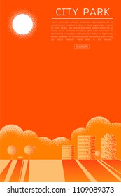 Beautiful City Park vertical Nature landscape Natural landscape flat modern linear style. a beautiful park. Environmentally friendly natural landscape,Vector texture style concept illustration.