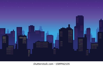 Beautiful City Silhouette in the nigh