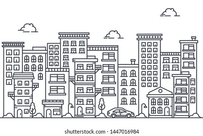 Beautiful cityscape illustrations with thin line styles