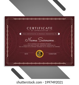 Hermoso vector de plantilla de diseño de certificado clásico