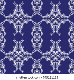 Beautiful classic damask seamless ornament. Baroque tattoo style pattern. Vintage ornate vector wallpaper, decorative vector art.

