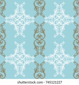 Beautiful classic damask seamless ornament. Baroque tattoo style pattern. Vintage ornate vector wallpaper, decorative vector art.

