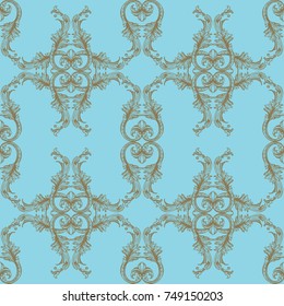 Beautiful classic damask seamless ornament. Baroque tattoo style pattern. Vintage ornate vector wallpaper, decorative vector art.