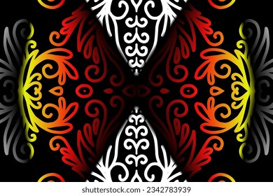 Beautiful classic design colourful  background with flower leaf line art pattern of indonesian culture traditional batik