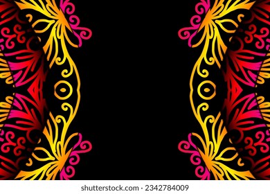 Beautiful classic design colourful  background with flower leaf line art pattern of indonesian culture traditional batik