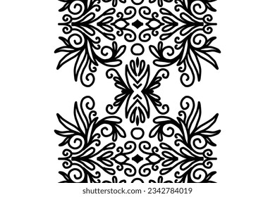Schöner, klassischer, bunter Hintergrund mit floralem Blatt-Linien-Kunstmuster der indonesischen Kultur traditionelle Batik