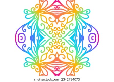 Beautiful classic design colourful  background with flower leaf line art pattern of indonesian culture traditional batik