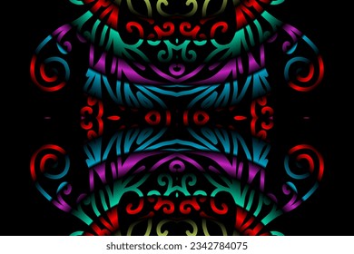 Beautiful classic design colourful  background with flower leaf line art pattern of indonesian culture traditional batik