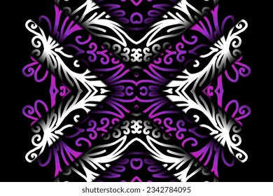 Beautiful classic design colourful  background with flower leaf line art pattern of indonesian culture traditional batik