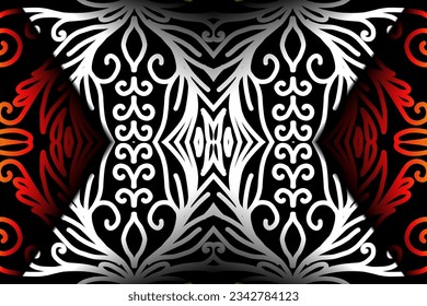 Beautiful classic design colourful  background with flower leaf line art pattern of indonesian culture traditional batik