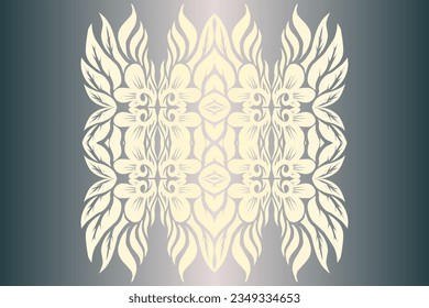 Beautiful classic design colourful  background with flower leaf line art pattern of indonesian culture traditional batik