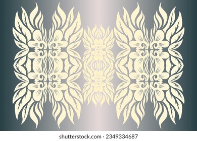 Beautiful classic design colourful  background with flower leaf line art pattern of indonesian culture traditional batik