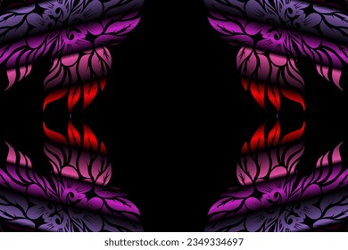 Beautiful classic design colourful  background with flower leaf line art pattern of indonesian culture traditional batik