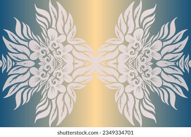 Beautiful classic design colourful  background with flower leaf line art pattern of indonesian culture traditional batik