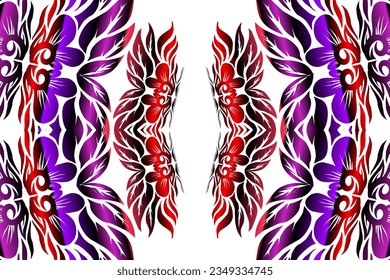 Beautiful classic design colourful  background with flower leaf line art pattern of indonesian culture traditional batik