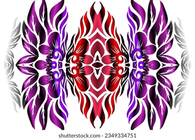 Beautiful classic design colourful  background with flower leaf line art pattern of indonesian culture traditional batik