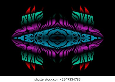 Beautiful classic design colourful  background with flower leaf line art pattern of indonesian culture traditional batik