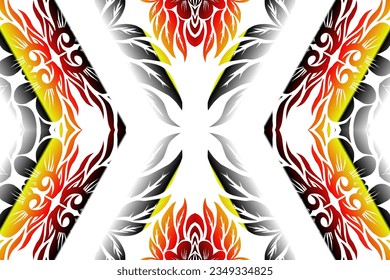 Beautiful classic design colourful  background with flower leaf line art pattern of indonesian culture traditional batik