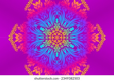 Beautiful classic design colourful  background with flower leaf line art pattern of indonesian culture traditional batik