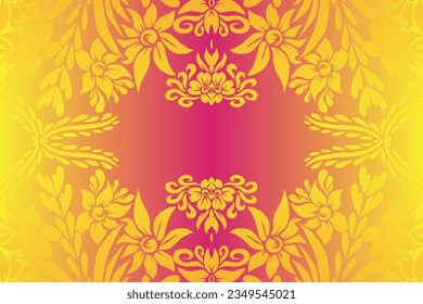 Beautiful classic design colourful  background with flower leaf line art pattern of indonesian culture traditional batik