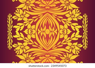 Beautiful classic design colourful  background with flower leaf line art pattern of indonesian culture traditional batik