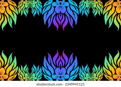 Beautiful classic design colourful  background with flower leaf line art pattern of indonesian culture traditional batik for textile or fashion 
